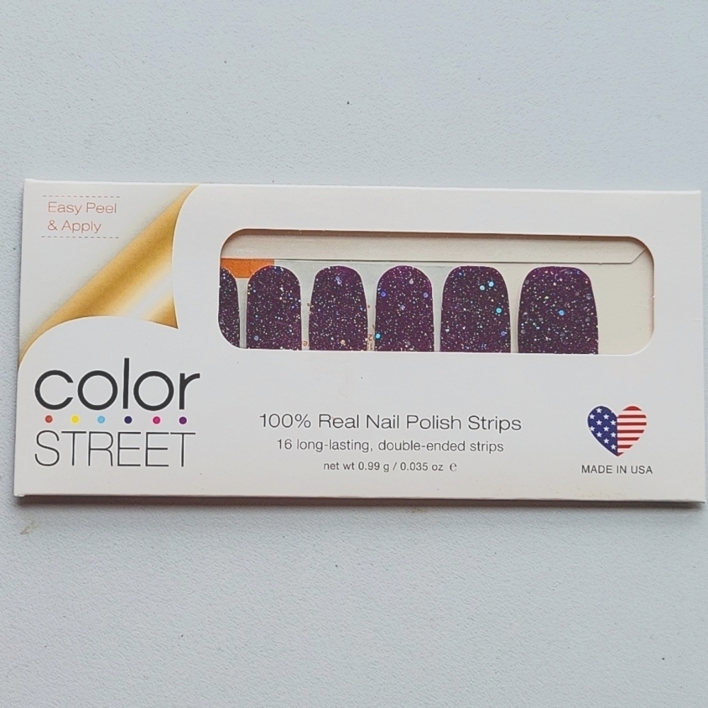 Color Street Bordeaux Glitz Real Nail Polish Strips 16 Strips NEW